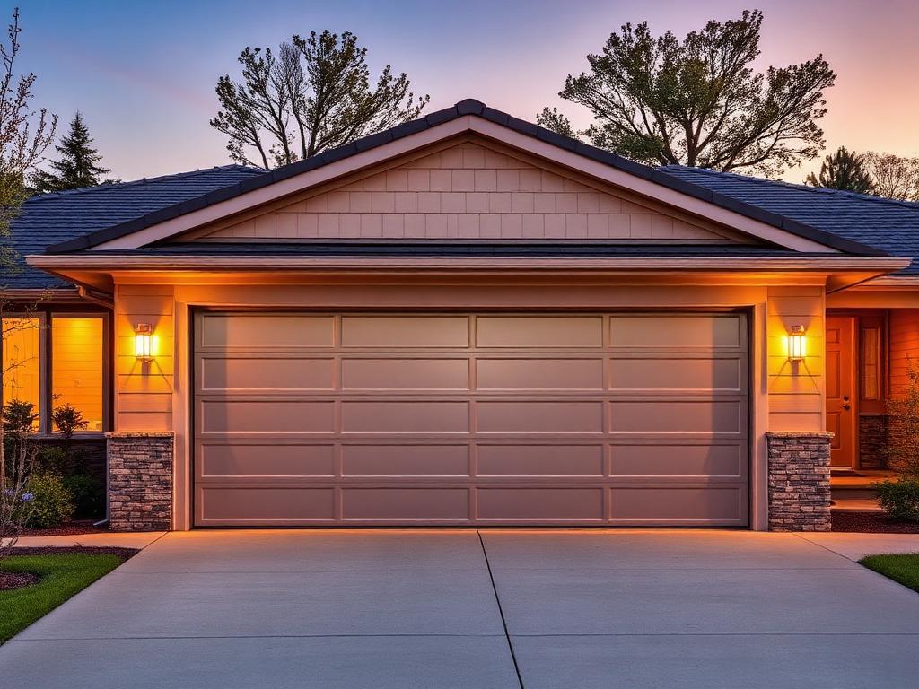 Modern insulated garage door installation on residential home
